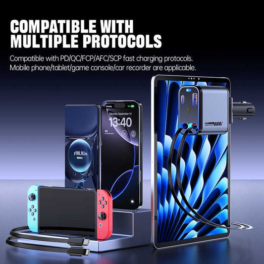 Fast car charger for multiple devices with smart chip protection