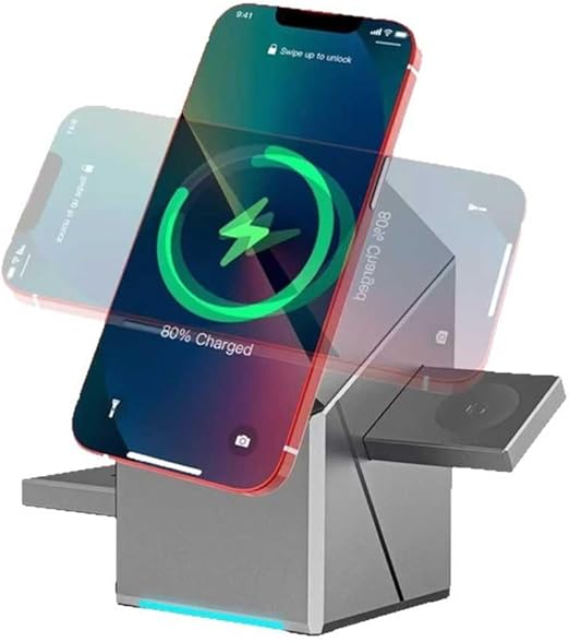 3-in-1 Magnetic Pop-Up Wireless Charger – 15W Fast Charging Station for Phone, Watch & Earbuds