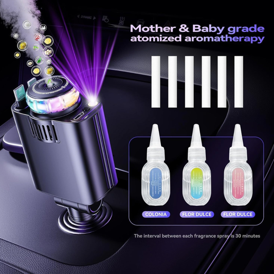 5-in-1 Starlight Car Charger – 45W Fast Charging with Retractable Cables & Air Freshener